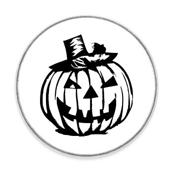 Halloween Spooky Pumpkin Lantern Vector - Round  fridge magnet - white - Front