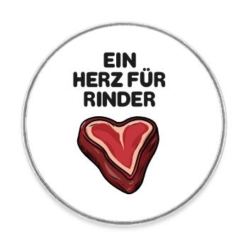 Ein Herz für Rinder - Runder Kühlschrankmagnet - Weiß - Vorne