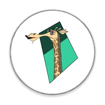 Coole Giraffe mit Sonnenbrille - Runder Kühlschrankmagnet - Weiß - Vorne