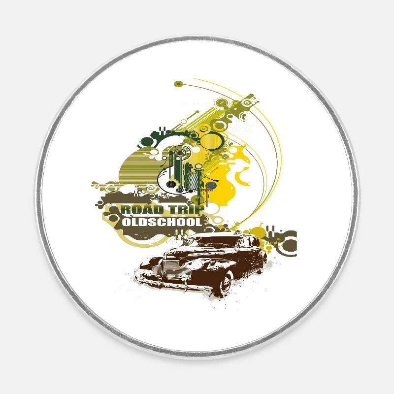 Old School - Round fridge magnet - white