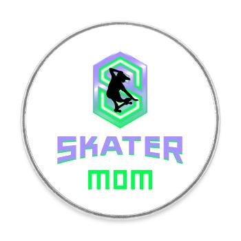 Skater Mom Mama Mutter Skatboard cool Geschenkidee - Runder Kühlschrankmagnet - Weiß - Vorne