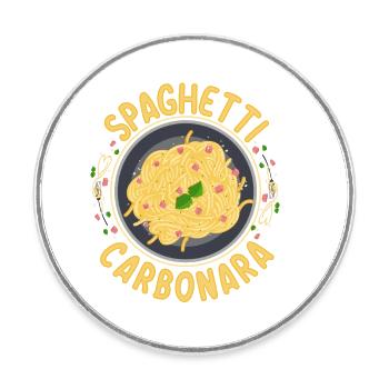 Spaghetti Carbonara | Pasta Liebhaber Köche - Runder Kühlschrankmagnet - Weiß - Vorne