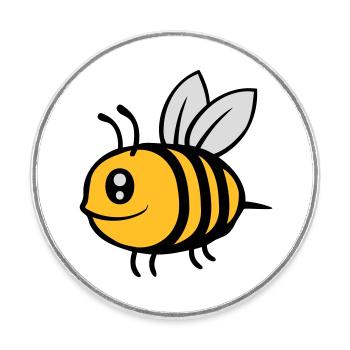 Mignonne petite abeille de dessin animé - Magnet rond - blanc - Devant