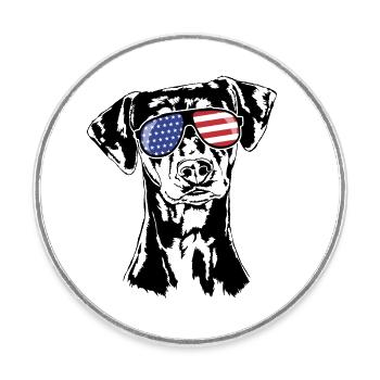 GERMAN PINSCHER Amérique Flag Dogs Wilsigns - Magnet rond - blanc - Devant