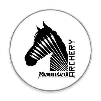 Mounted Archery Horse black - Round  fridge magnet - white - Front