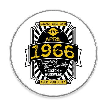1966 APRIL - Round  fridge magnet - white - Front