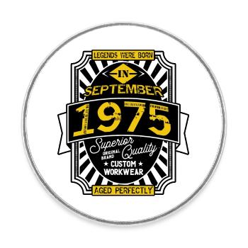 SEPTEMBER 1975 - Runder Kühlschrankmagnet - Weiß - Vorne