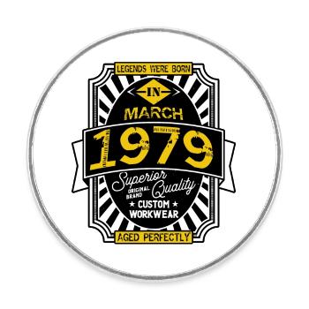 1979 MARCH - Round  fridge magnet - white - Front