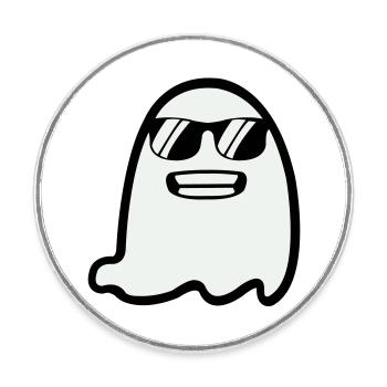 Fantôme avec des lunettes de soleil - Magnet rond - blanc - Devant