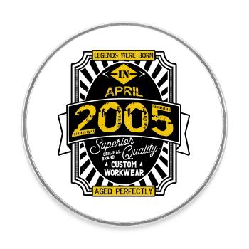 2005 APRIL - Round  fridge magnet - white - Front