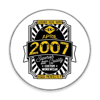 2007 APRIL - Round  fridge magnet - white - Front