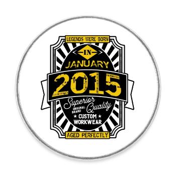 2015 JANUARY - Round  fridge magnet - white - Front