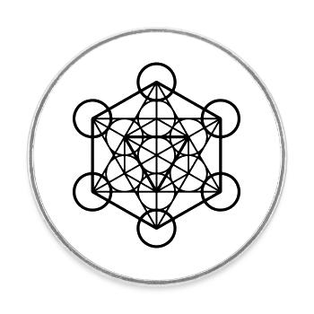 Metatron cube - Round  fridge magnet - white - Front