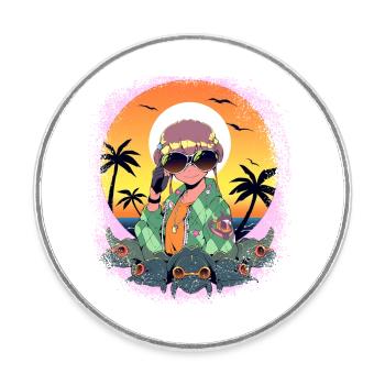 happy humor birthday present awesome geek - Round  fridge magnet - white - Front