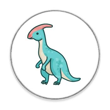hugadino Parasaurolophus dino, cute dinosaur - Round  fridge magnet - white - Front