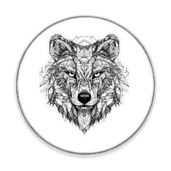 Wolf Geometric - Round  fridge magnet - white - Front
