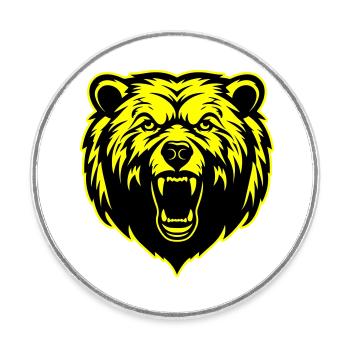 Grizzly Bear Head - Round  fridge magnet - white - Front