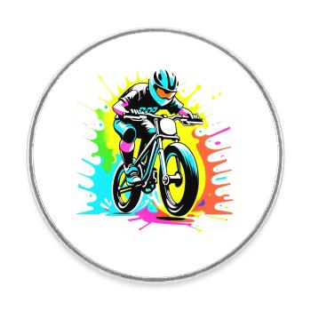 BMX - Fahrrad - Runder Kühlschrankmagnet - Weiß - Vorne