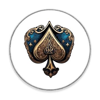 Pik / Spielkarte / Poker / Symbol / schwarz / Skat - Runder Kühlschrankmagnet - Weiß - Vorne