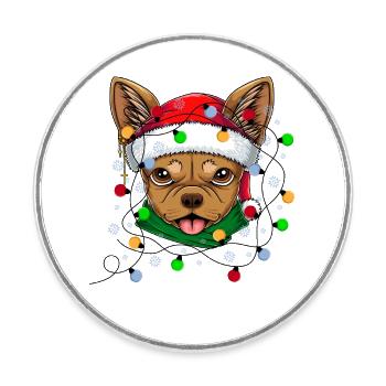 chihuahua christmas - christmas dogs gift - Round  fridge magnet - white - Front