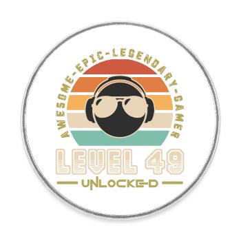 Stufe 49 - Runder Kühlschrankmagnet - Weiß - Vorne