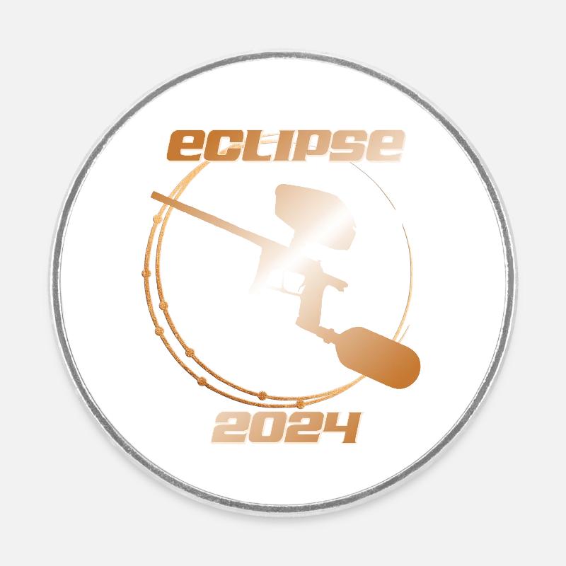 Eclipse 2024, with a paintball marker. - Round  fridge magnet - white