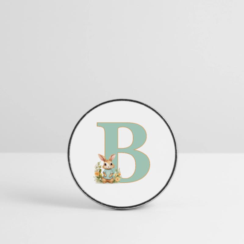 Lettre B, Monogramme, Fleurs, Lapin Magnet rond