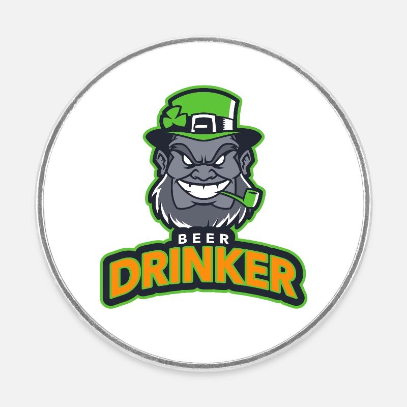 Beer Drinker - Round  fridge magnet - white