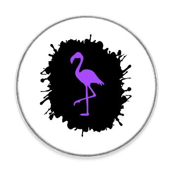 Flamingo Splatter - Round  fridge magnet - white - Front