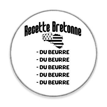Recette Bretonne - Magnet rond - blanc - Devant