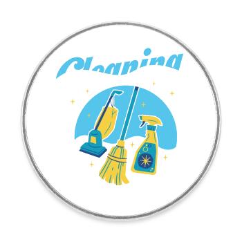 Nettoyage Nettoyeur Femme au foyer Entretien ménager - Magnet rond - blanc - Devant