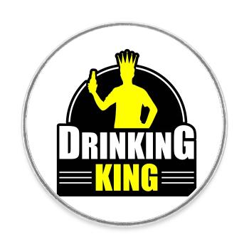 Drinker King Beer Drinking - Round  fridge magnet - white - Front