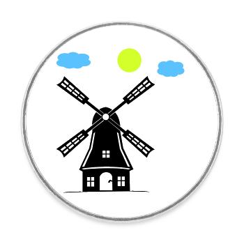 windmühle - Runder Kühlschrankmagnet - Weiß - Vorne