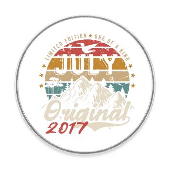 Juillet 2017 | Original Anniversaire Juillet 2017 - Magnet rond - blanc - Devant
