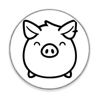 pig - Round  fridge magnet - white - Front