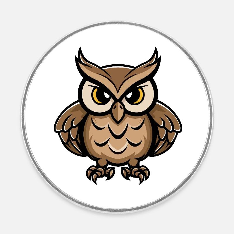 Owl Comic - Round  fridge magnet - white