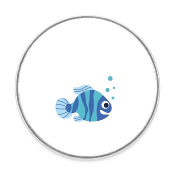 T-shirt WTF - Où est le poisson BLEU - Magnet rond - blanc - Devant