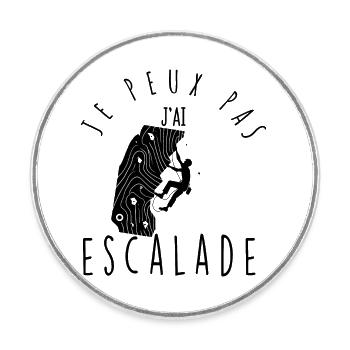 Je peux pas, j'ai escalade. - Magnet rond - blanc - Devant