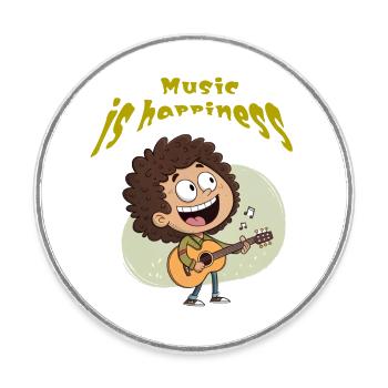 Dessin animé drôle - Magnet rond - blanc - Devant