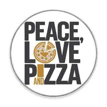 Frieden, Liebe und Pizza - Runder Kühlschrankmagnet - Weiß - Vorne