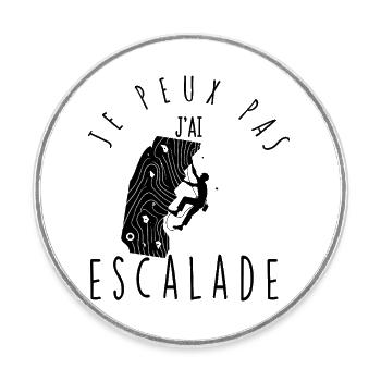 Je peux pas, j'ai escalade. - Magnet rond - blanc - Devant