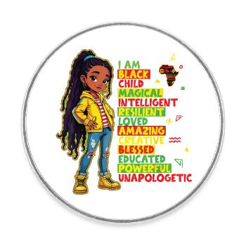 I Am Black Child History Month African American - Round  fridge magnet - white - Front
