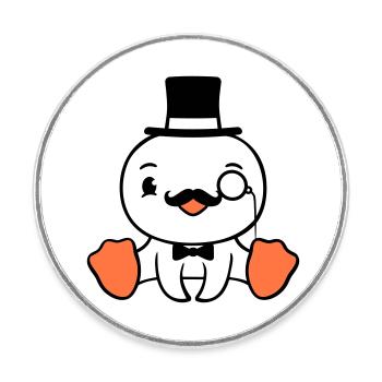 Sir Bird Top Hat Monocle Glasses Rich Mr. - Round  fridge magnet - white - Front