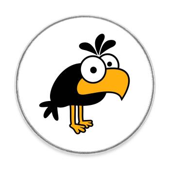 Rabe Comic Vogel steht guckt lustig Cartoon Humor - Runder Kühlschrankmagnet - Weiß - Vorne