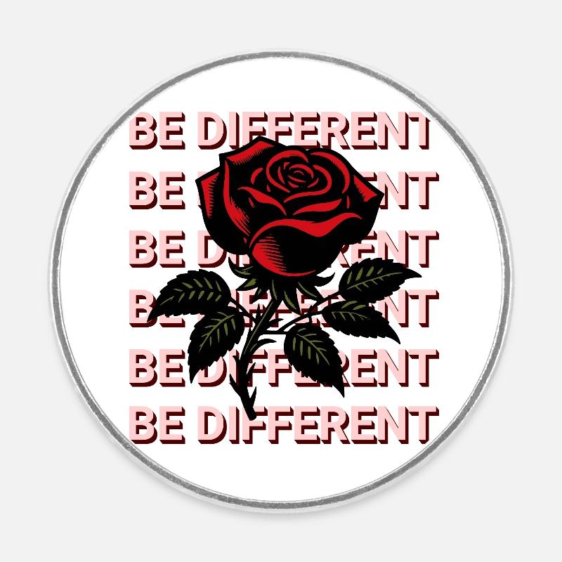 BE DIFFERENT – Red Rose Self-Love Positivity - Round fridge magnet - white