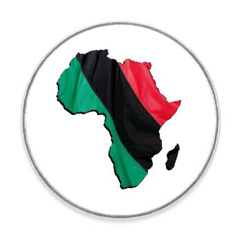Carte du drapeau panafricain en Afrique - Magnet rond - blanc - Devant