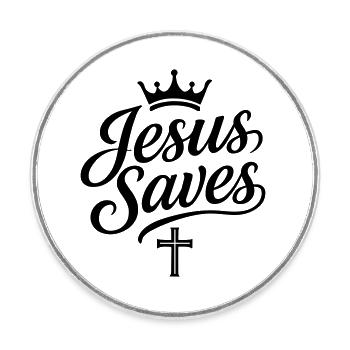 Jesus Rettet Liebe - Runder Kühlschrankmagnet - Weiß - Vorne