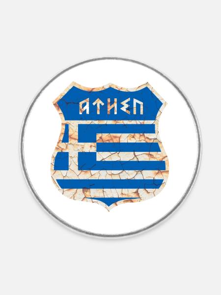 Athen - Runder Kühlschrankmagnet - Weiß