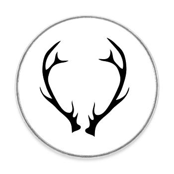 An antler - Round  fridge magnet - white - Front