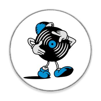 A record scratching himself - Round  fridge magnet - white - Front